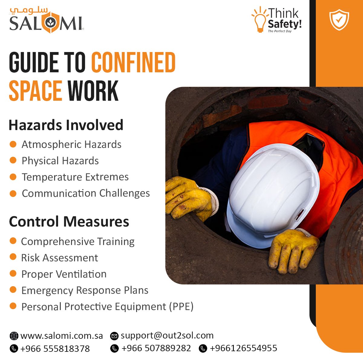 Salomiapp's tweet image. ⚠️ Safety First in Confined Spaces! 🦺
Working in confined spaces poses serious risks – from atmospheric hazards to temperature extremes. ✅
For More Information Visit:
salomi.com.sa

#ThinkSafety #ConfinedSpaceSafety #WorkplaceSafety #OccupationalHealth #PPE