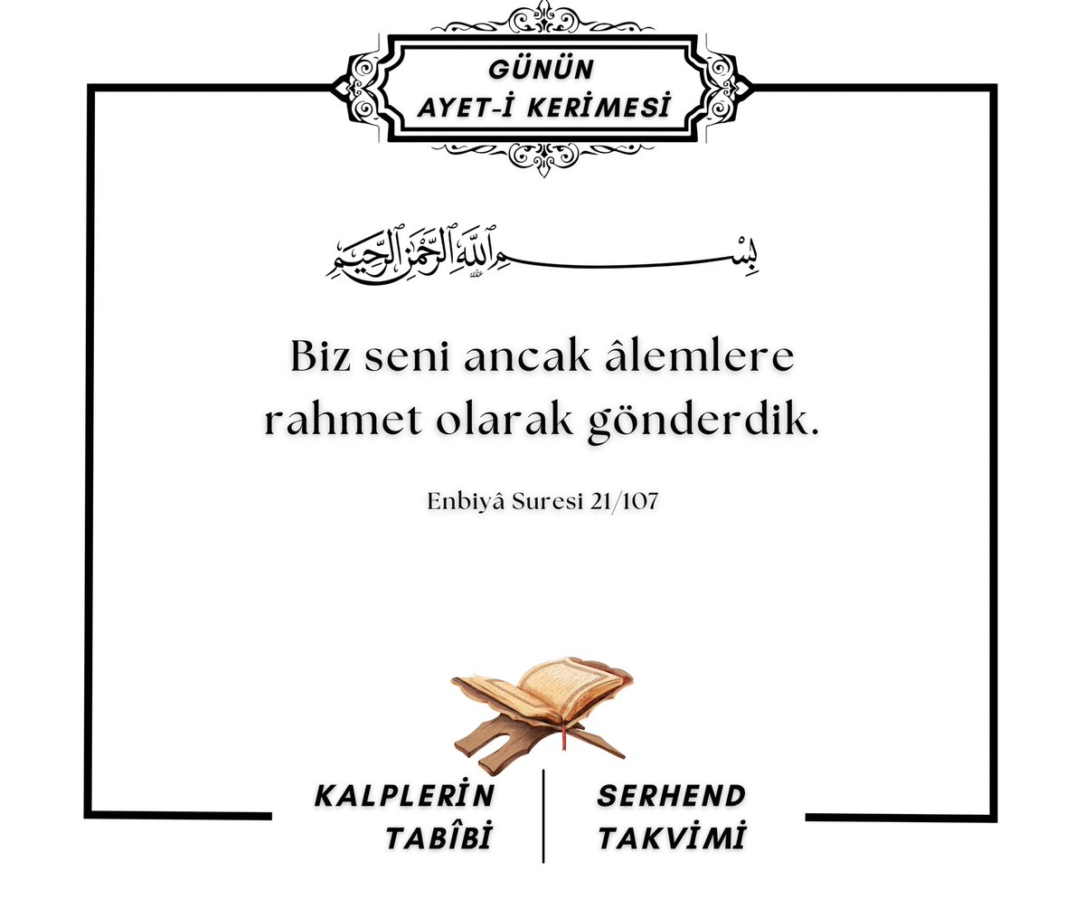 Biz seni ancak âlemlere rahmet olarak gönderdik.

Enbiyâ Suresi 21/107

#MevlidKandili ‘miz mübarek olsun 🌹