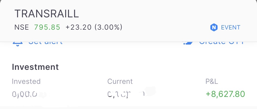 #TRANSRAIL

8.5k profits running .. More to go

Momentum building up...

#RK