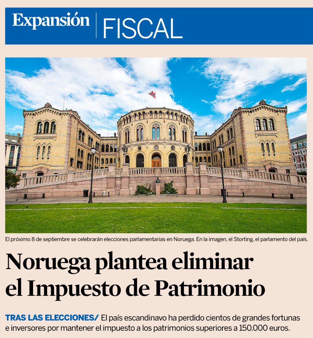 Noruega plantea eliminar el Impuesto de Patrimonio, por la fuga de contribuyentes de alto valor añad