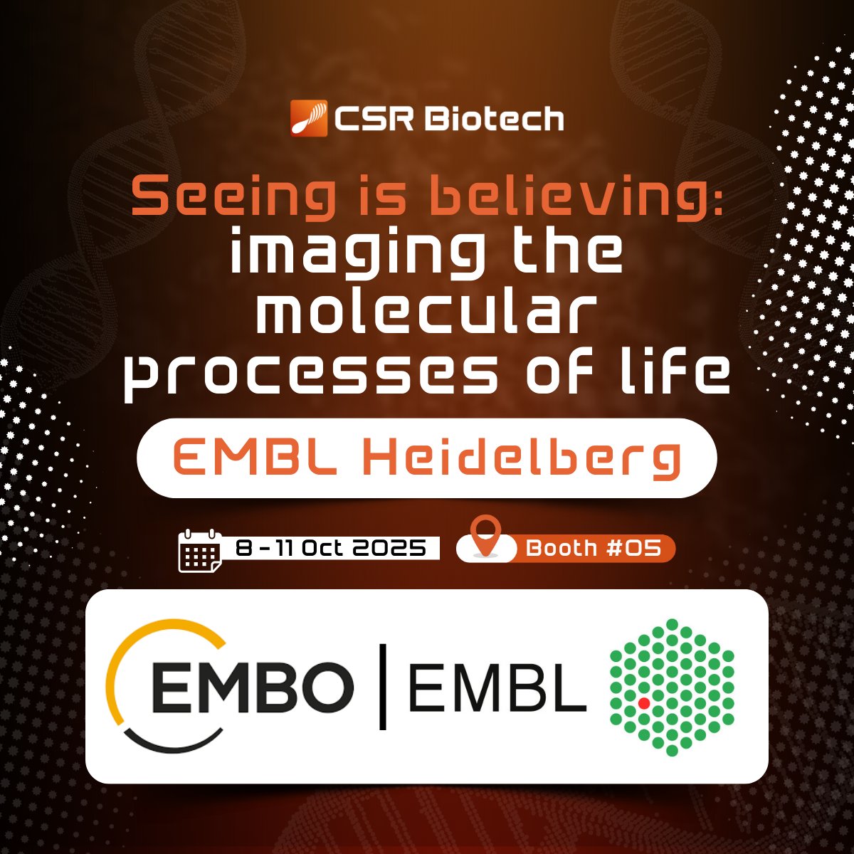 CSRBiotech's tweet image. Come and meet us at @EMBLEvents  Heidelberg from 8 October!

Find us at Booth #05 and explore how CSR Biotech is advancing imaging technologies for molecular research.

📍 EMBL Heidelberg
📅 8–11 October 2025

#EESImaging #Imaging #Microscopy