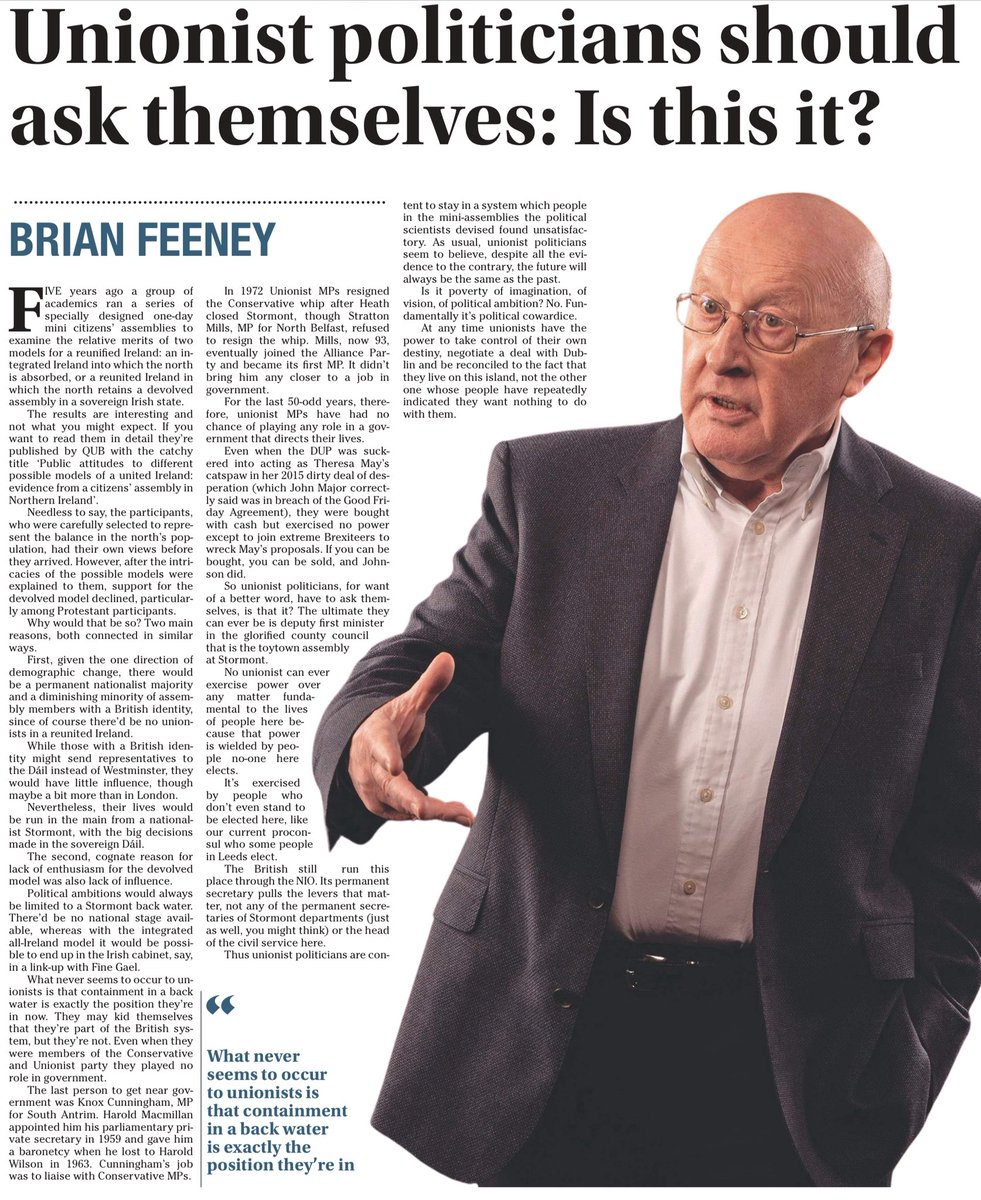“No unionist can ever exercise power over any matter fundamental to the lives of people here because that power is wielded by people no-one here elects.”
~Brian Feeney

The Irish News

☕️🥐