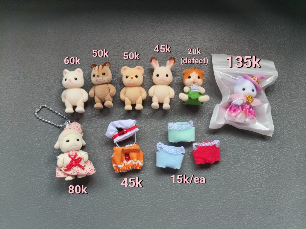 wts sylvanian

𖹭 prefer take banyakan
𖹭 splitpay only, bisa co 🍊
𖹭 free adm &amp; pack