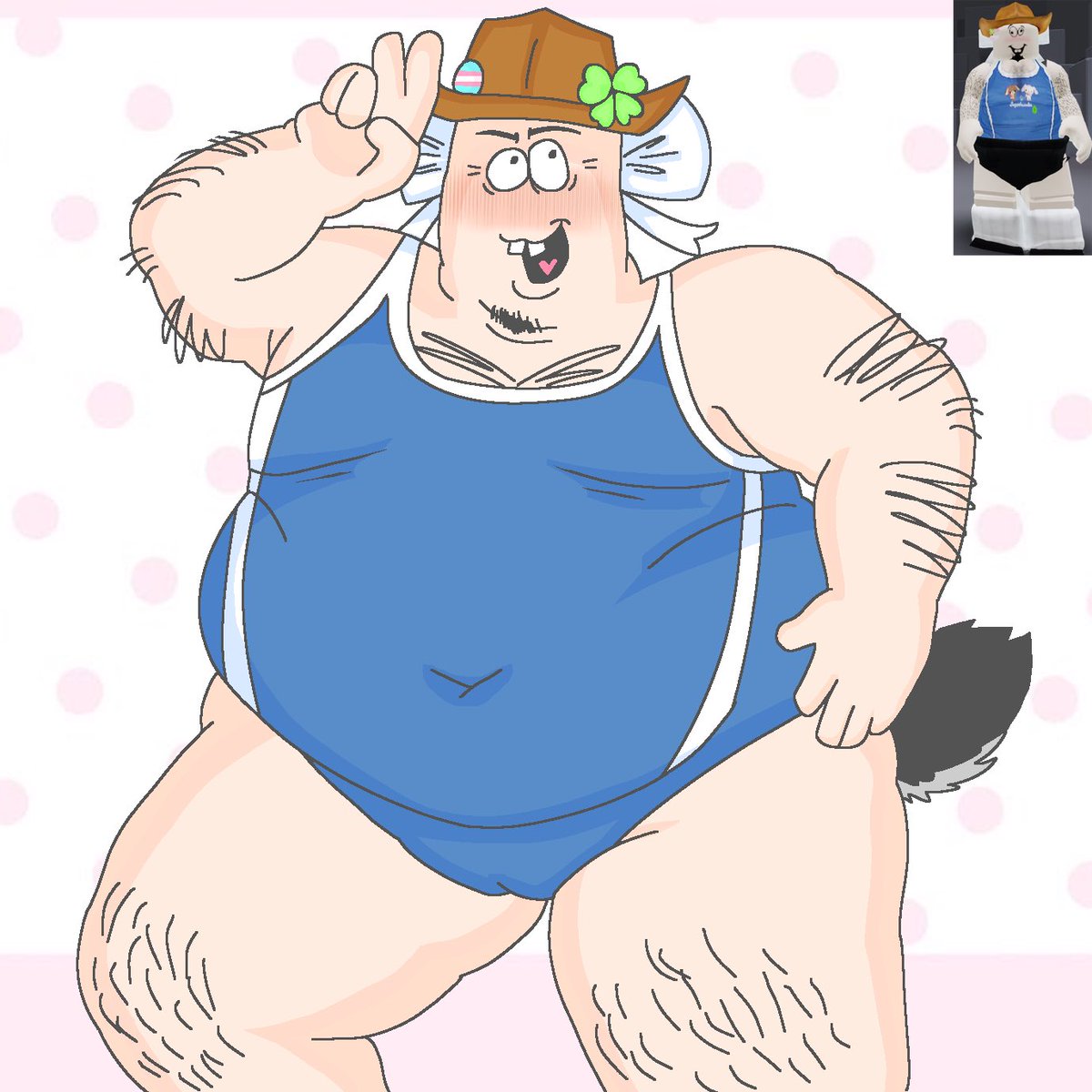 Idk this is my first time posting on here, hello to anyone who see’s my drawing :P it’s cleetus in a swimsuit cuz he is a cutie patooty