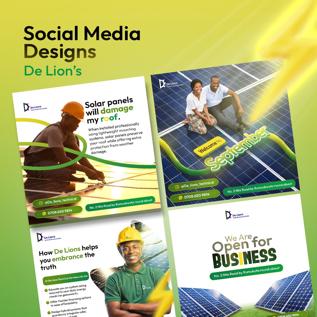 Rexdesigne's tweet image. Social Media Design for De Lion's
#SocialMediaMarketing #graphicdesigns #solarbattery