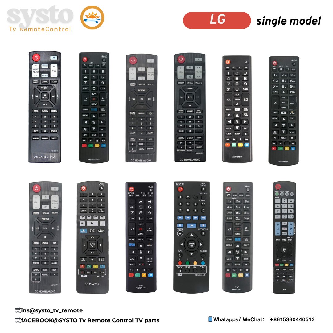 SystoRemote's tweet image. Support customization👇LG Single model👇
Multiple models are available for selection.More models can be customized.
🔗systo.hk
🔗linktr.ee/SystoOfficial
📱WhatsApp/WeChat：8615360440513
#tv #tvremotecontrol #tvremote #customized #remotecontrol #IntelligentLife