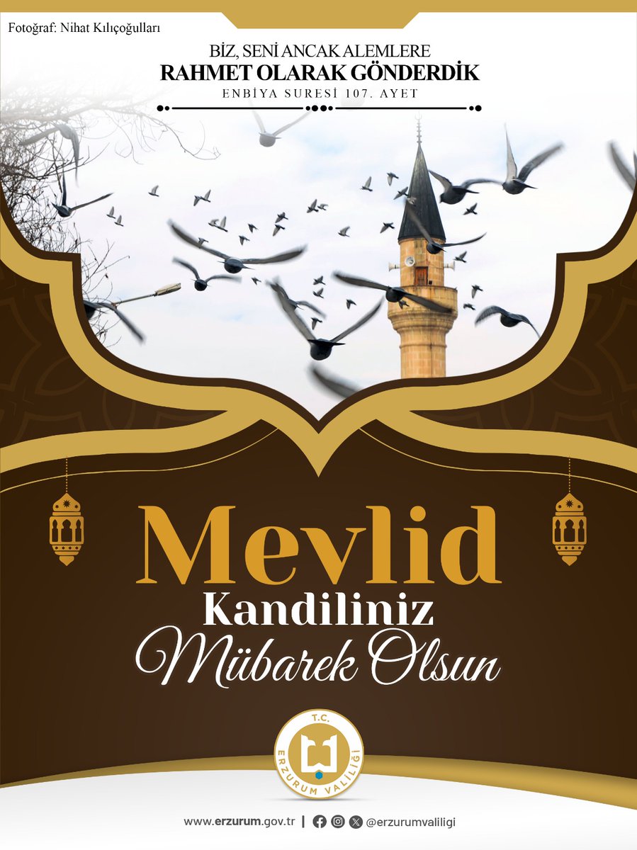 🌙 “ Sen elbette üstün bir ahlâka sahipsin.” (Kalem Suresi, 4. ayet)

🌙✨ Âlemlere rahmet ve rehber olan Peygamber Efendimiz’in (s.a.s.) dünyamızı nurlandırdığı günün yıl dönümü olan mübarek Mevlid Kandili’nde, başta Gazze'deki kardeşlerimiz olmak üzere tüm İslâm âlemine Cenab-ı