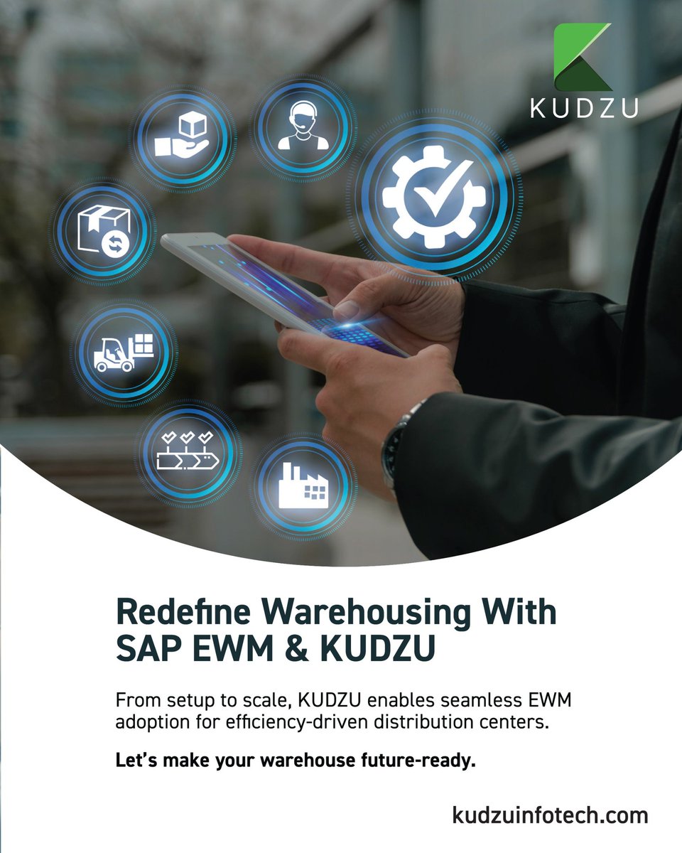 kudzu_infotech's tweet image. Warehousing is no longer just storage. SAP EWM brings automation, visibility, and speed—KUDZU makes it work for your business.

#SAPEWM #WarehouseAutomation #KUDZUEfficiency