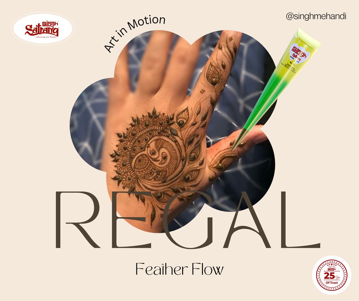 SatrangMehandi's tweet photo. Regal Feather Flow
#singhsatrangmehandi #bestmehandicone #singh #singhbansuri #singhmehandi #satrang #Singhdecorative #purehenna #henna #mehandi #brandedmehandicone #safestmehandicone #art #purerajasthanihenna #uniquemehandidesign #styleinspiration #natural #artist #september https://t.co/wodHAPbzZ6