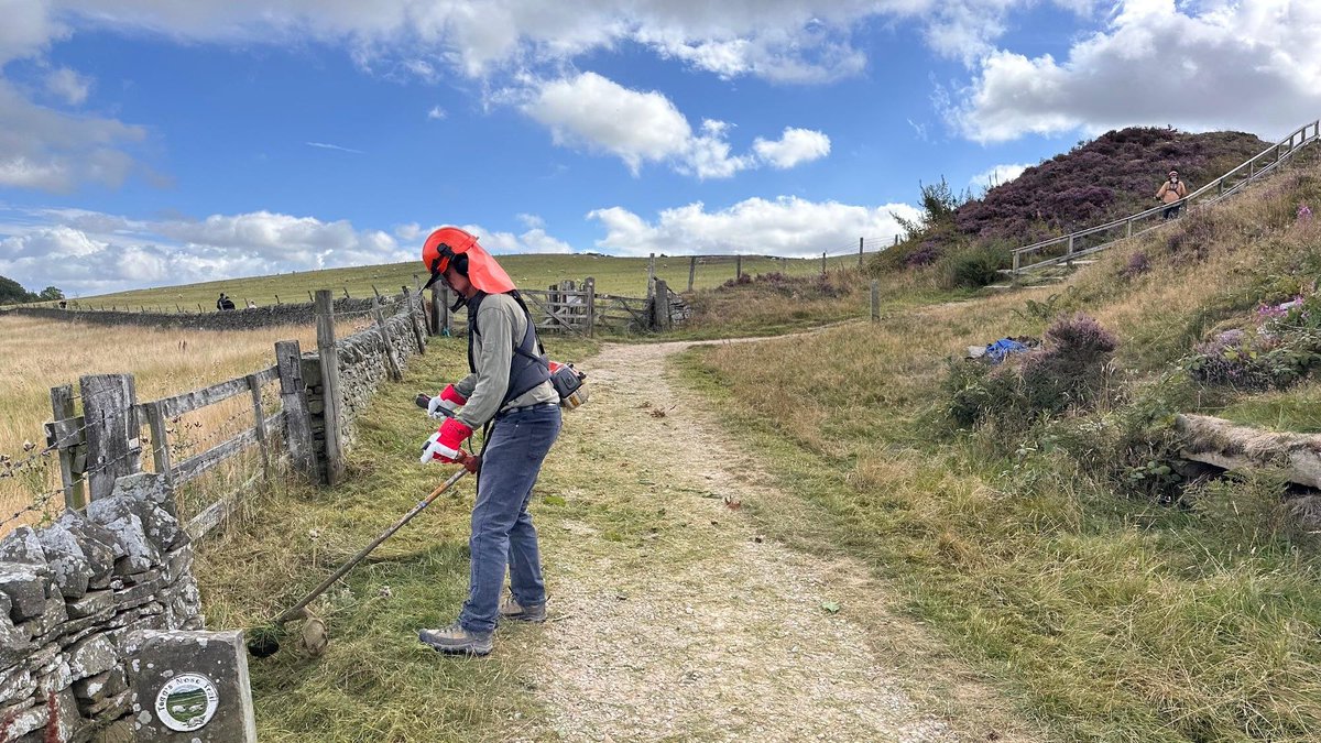 Thank you to volunteers, Mike &amp; Derek, who were helping Ranger Martin clear vegetation from the footpaths at the top of Tegg's Nose Country Park last week. Despite dry weather brambles &amp; grass are still growing, so we need to get the brushcutters out to keep paths clear.