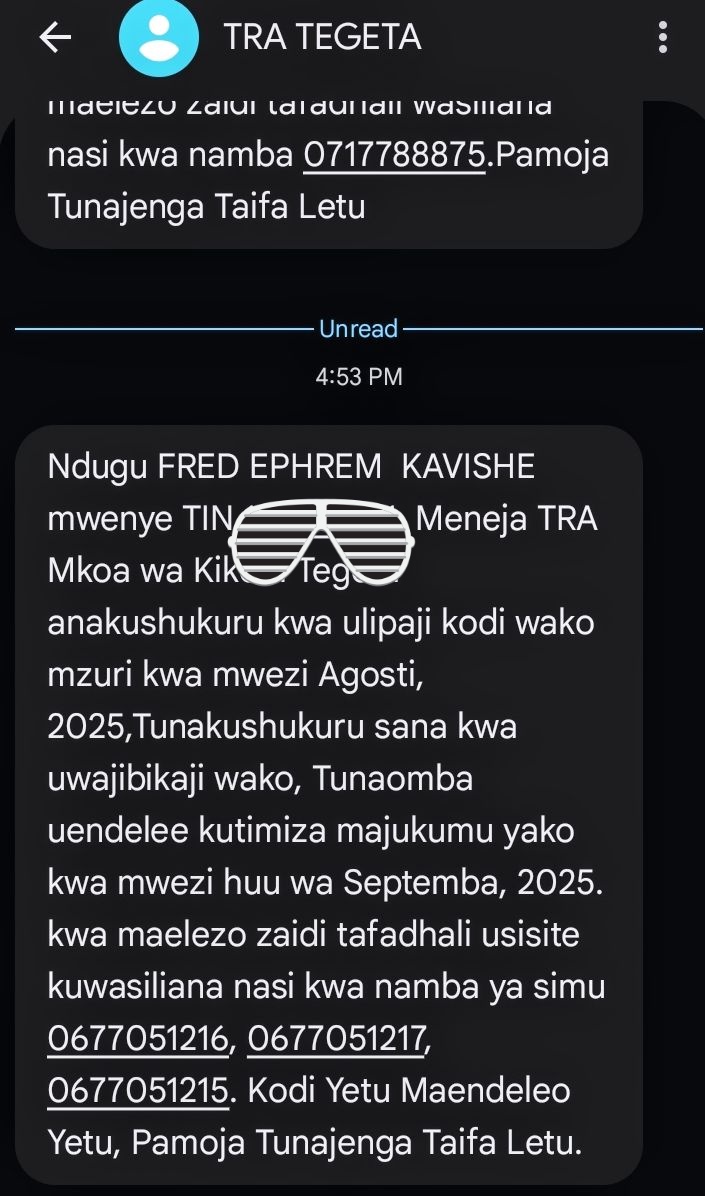 Tunalipa Kodi vizuri kabisa kwa maendeleo ya Taifa lakini distribution ya Kodi tunazotoa bado sio rafiki hakuna accountability kwenye kodi zetu masikini.

Ukweli usiopingika bila kulipa Kodi hakuna maendeleo lakini pesa zinazokusanywa zikafanye yaliyo sahihi.