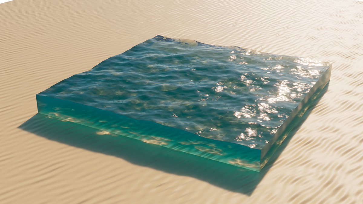 Some progress on my large body of water setup for #cycles. Found a way to have both ray traced caustics and volumes. :D

#b3d