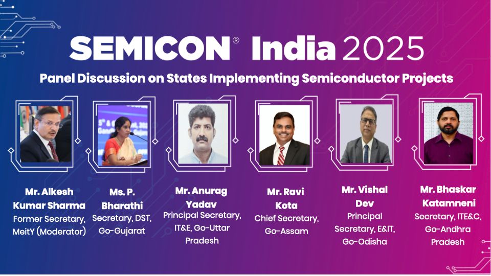 _DigitalIndia's tweet image. 🌍 Panel Discussion at #SEMICONIndia2025

States Implementing Semiconductor Projects 💡

🗣️ Insights from state leaders driving India’s semiconductor revolution:

Mr. Alkesh Kumar Sharma, Former Secretary, MeitY (Moderator)

Ms. P. Bharathi, Secretary, DST, Go-Gujarat

Mr. Anurag…