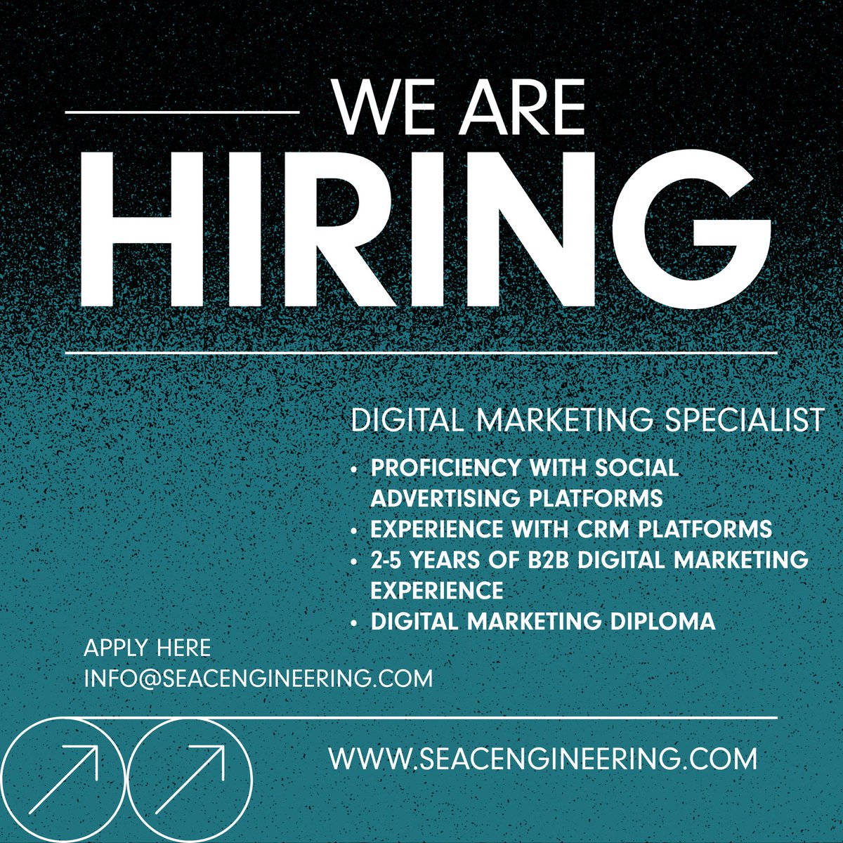 SEACEngineering's tweet image. #Hiring for Digital Marketing Specialist. Apply today or share this post within your network!  

#csab149 #management #oilandgasnews #canadianenergy #inspections #seac #oilandgas #publicsafety #yeg
