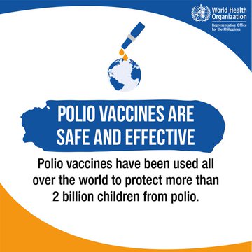 Remember, there is NO cure for #polio, but it can be prevented through vaccination. Polio vaccines are safe and effective. 

#VaccinesWork