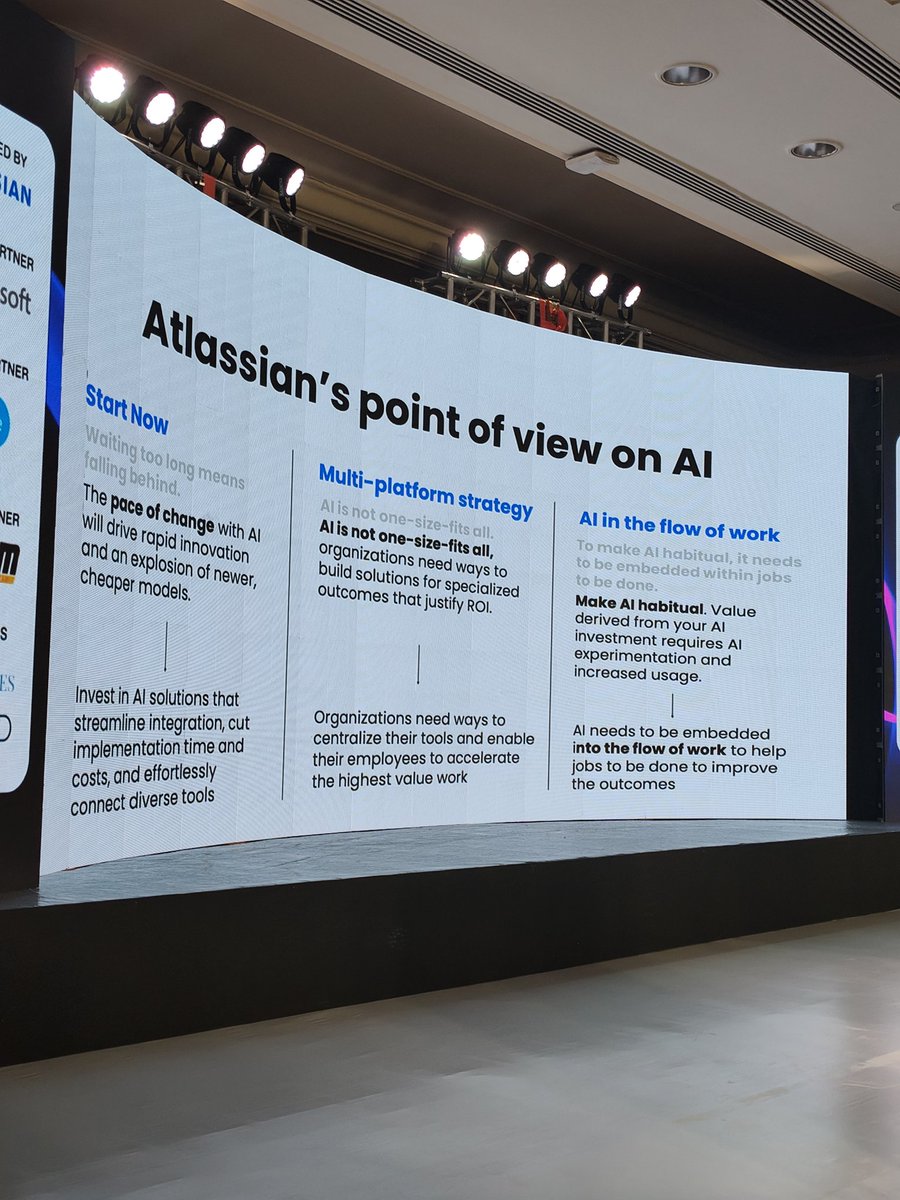 VedaaSingh's tweet photo. Vishwesh Pai, Head of Product, JSM Service &amp; AI, @Atlassian talking about his view on #AIFirstFuture at #AIIS2025 https://t.co/M9LWjS1FSd