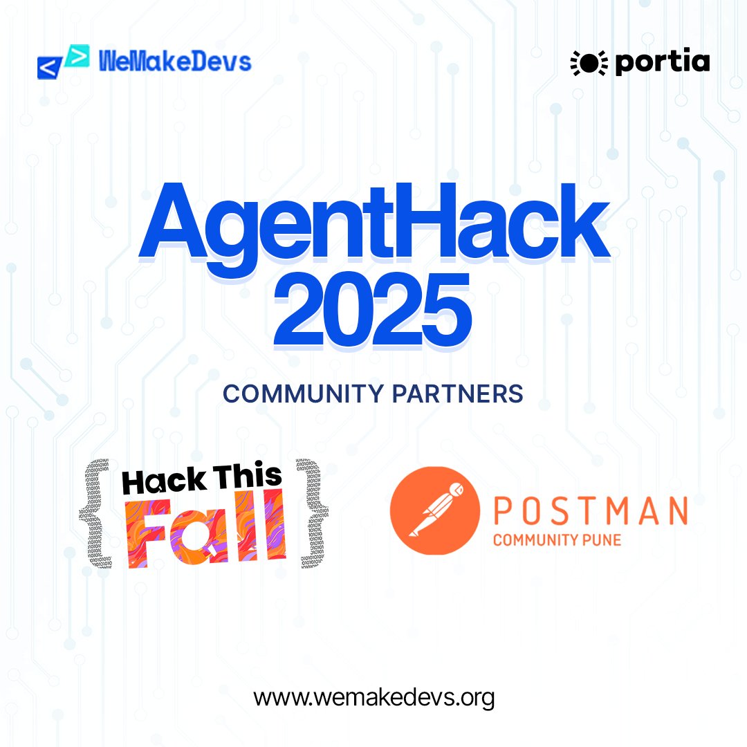 WeMakeDevs's tweet image. 🤝 Community Makes It Stronger! 🤝

AgentHack 2025 wouldn’t have been the same without the incredible support of our community partners!

✨ Hack This Fall(@hackthisfall)
✨ Postman Community Pune(@PostmanPune)

Your efforts helped us bring together 3,000+ participants, spark…