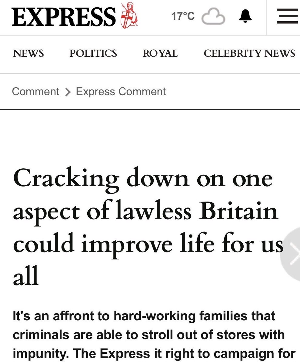 This month, the Government will reward criminals with a new “soft justice” regime, abolishing all sentences shorter than a year.

Organised crime has been encouraged by the down-grading of shoplifting, and gangs, often made up of trafficked women and children, are upscaling their