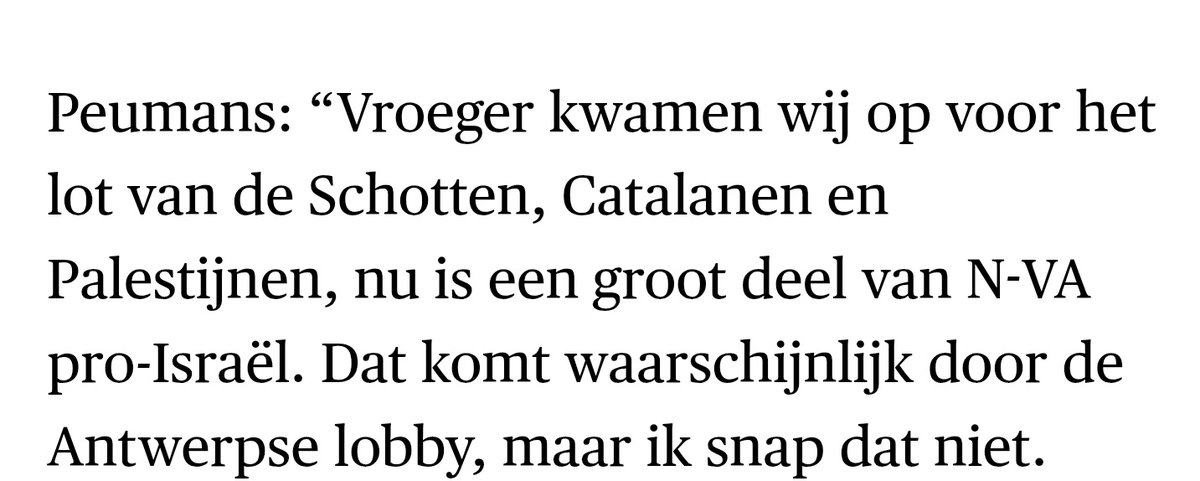 Bennytouzine's tweet image. Het verschil, beste Jan Peumans, is dat Vlaams-nationalisten vroeger principes, een ziel en ballen hadden.

Nu hebben de lafaards hun teelballen en hun ziel verkocht aan de Israël-lobby voor vijf frank en een koosjere smos kaas.
