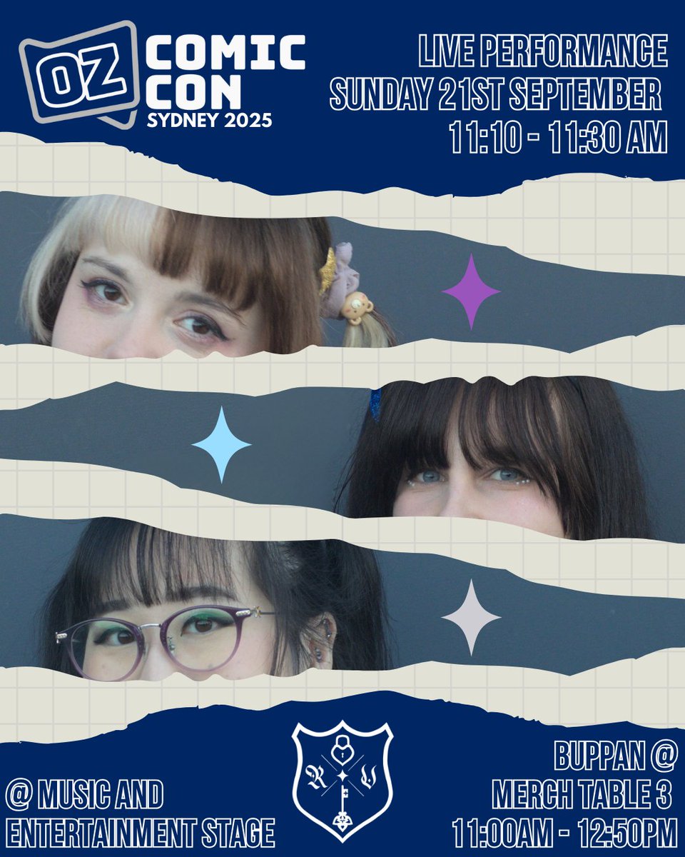 ⋆˙ ⟡ Announcement ⟡˙⋆
RéVeil will be performing at OZCC Sydney!!

✦ Details ✦
Sunday 21st September 
11:10-11:30 AM
Music and Entertainment Stage

Buppan @ Merch Table 3 from 11:00AM - 12:50PM

Hope to see you all there!! 
💜🩵🩶

(◡◕⏖◕)ᑐ🝐 ⠁⭒*.✩.*⭒⠁