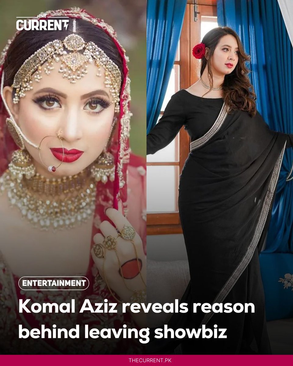 Pakistani actress Komal Aziz Khan has recently opened up and revealed the  reason behind leaving the Pakistani showbiz industry. Read more:  https://t.co/SlqbnEKn4F #KomalAziz #PakistaniActress #DramaIndustry  #Entertainment, image size:960x1200