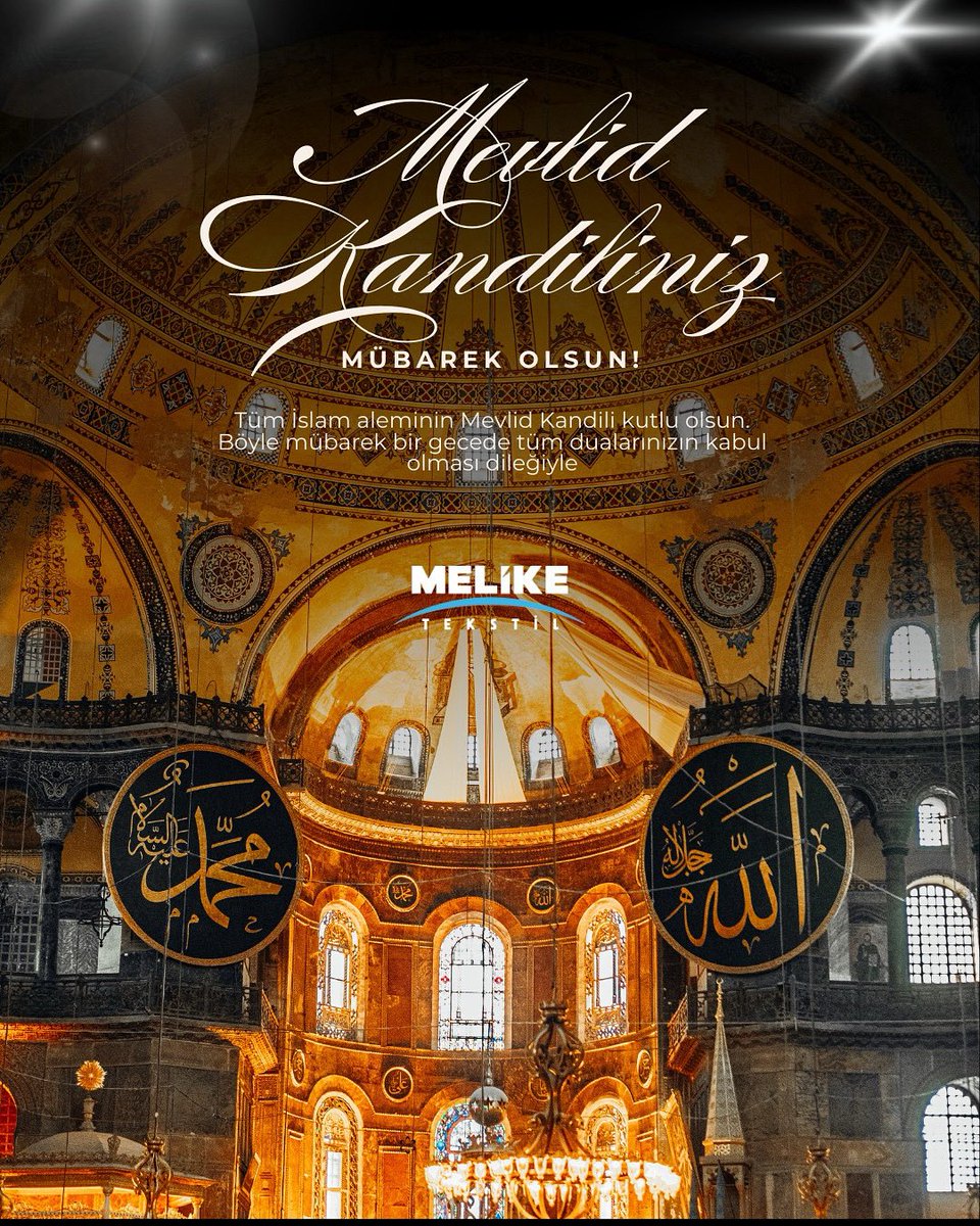 Mevlid Kandili’nin tüm islam alemine huzur , sağlık ve bereket getirmesini temenni ederiz. Mevlüt Kandiliniz mübarek olsun. #mevlidkandili #mevlidkandilimizmübarekolsun