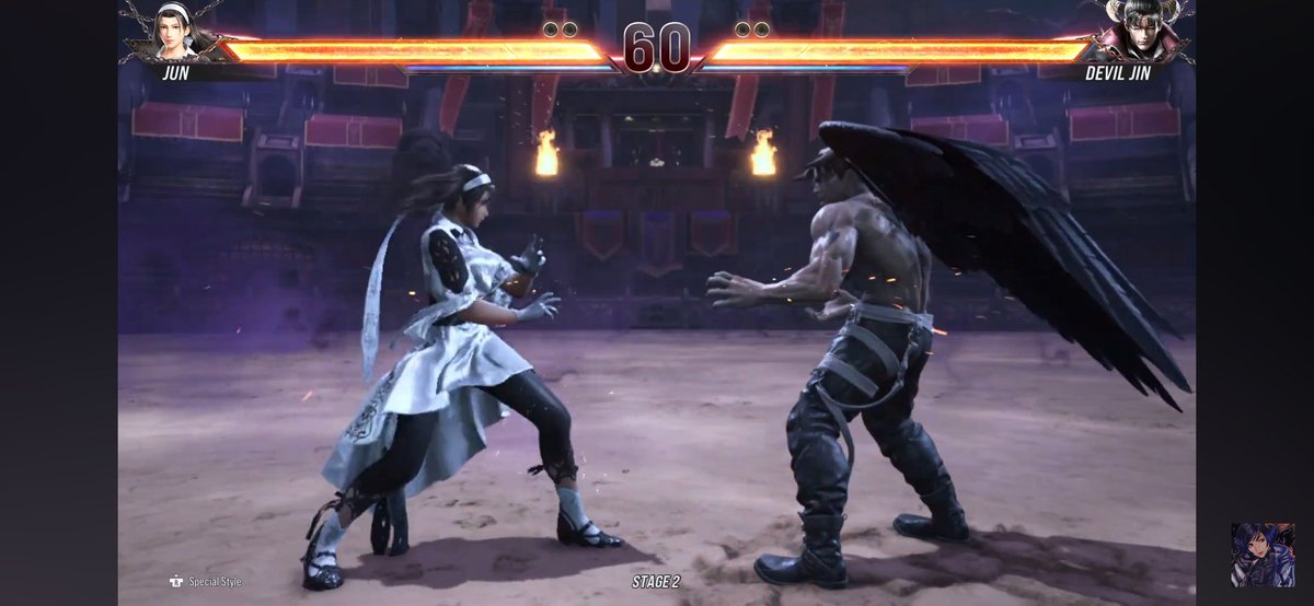 satsu_shun's tweet photo. @Harada_TEKKEN 
Greetings Harada, is it possible to add these 2 outfit for Jin and Dvj in game ? I really love these 2 version. I also notice during gameplay that Heihachi hair does not get spiky during heat anymore... can it be fixed back to the old version ? https://t.co/AkOsCnuXqi