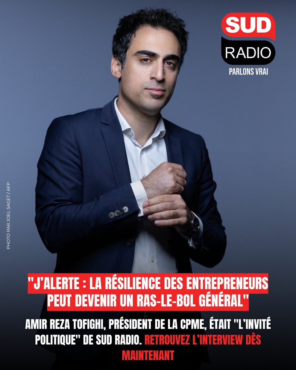 🔴 Retrouvez l'interview politique de <a href="/AmirRT/">Amir Reza-Tofighi</a>, président de la <a href="/CPMEnationale/">CPME</a>, au micro de #SudRadio : youtu.be/oq1U8mi6wLQ