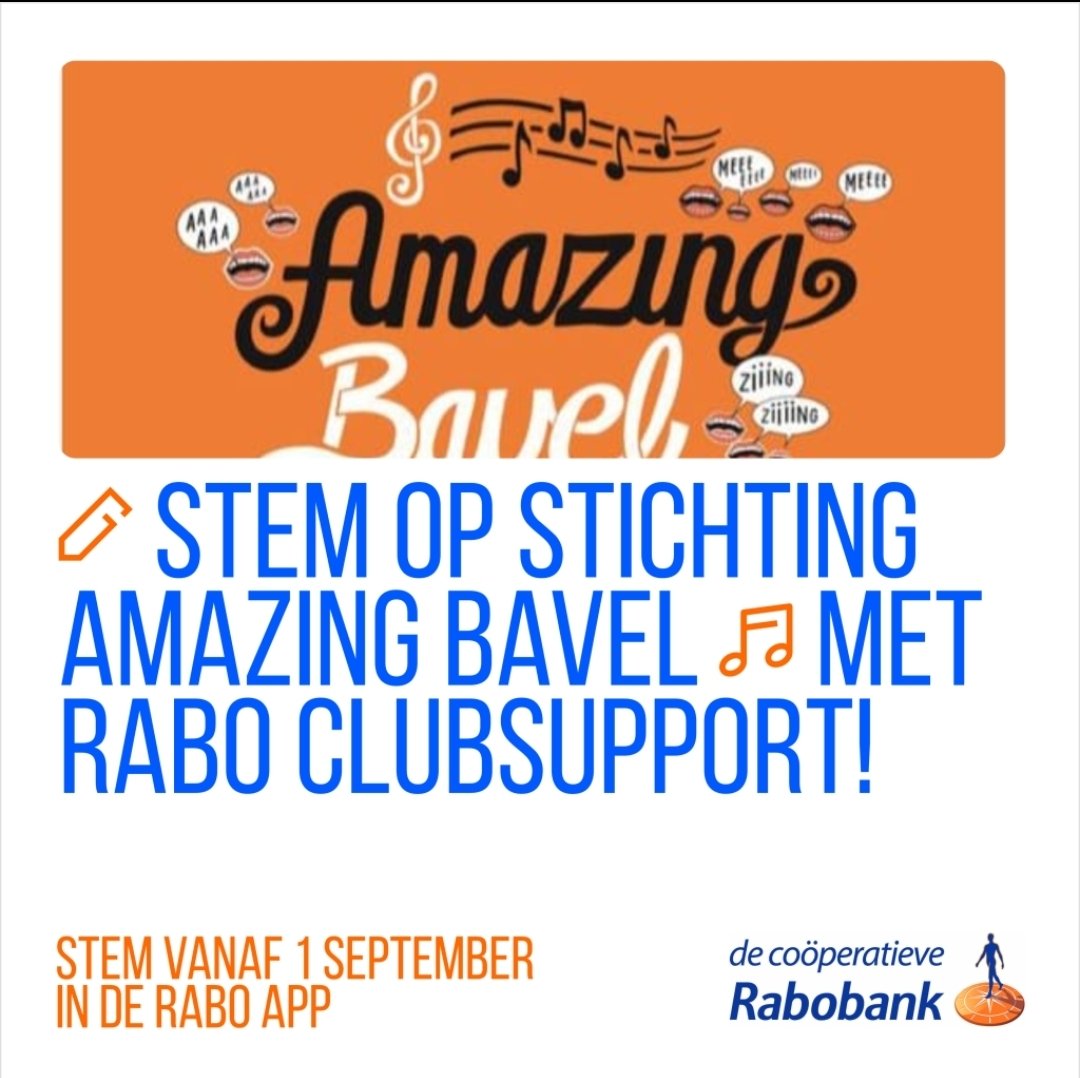 AmaZingBavel's tweet photo. Heeft u al gestemd? Het kan nog t/m 23 september.  Jouw stem telt!!!!
#clubsupport #rabobank #amazingbavel #raboclubsupport https://t.co/bSySCDAvuk