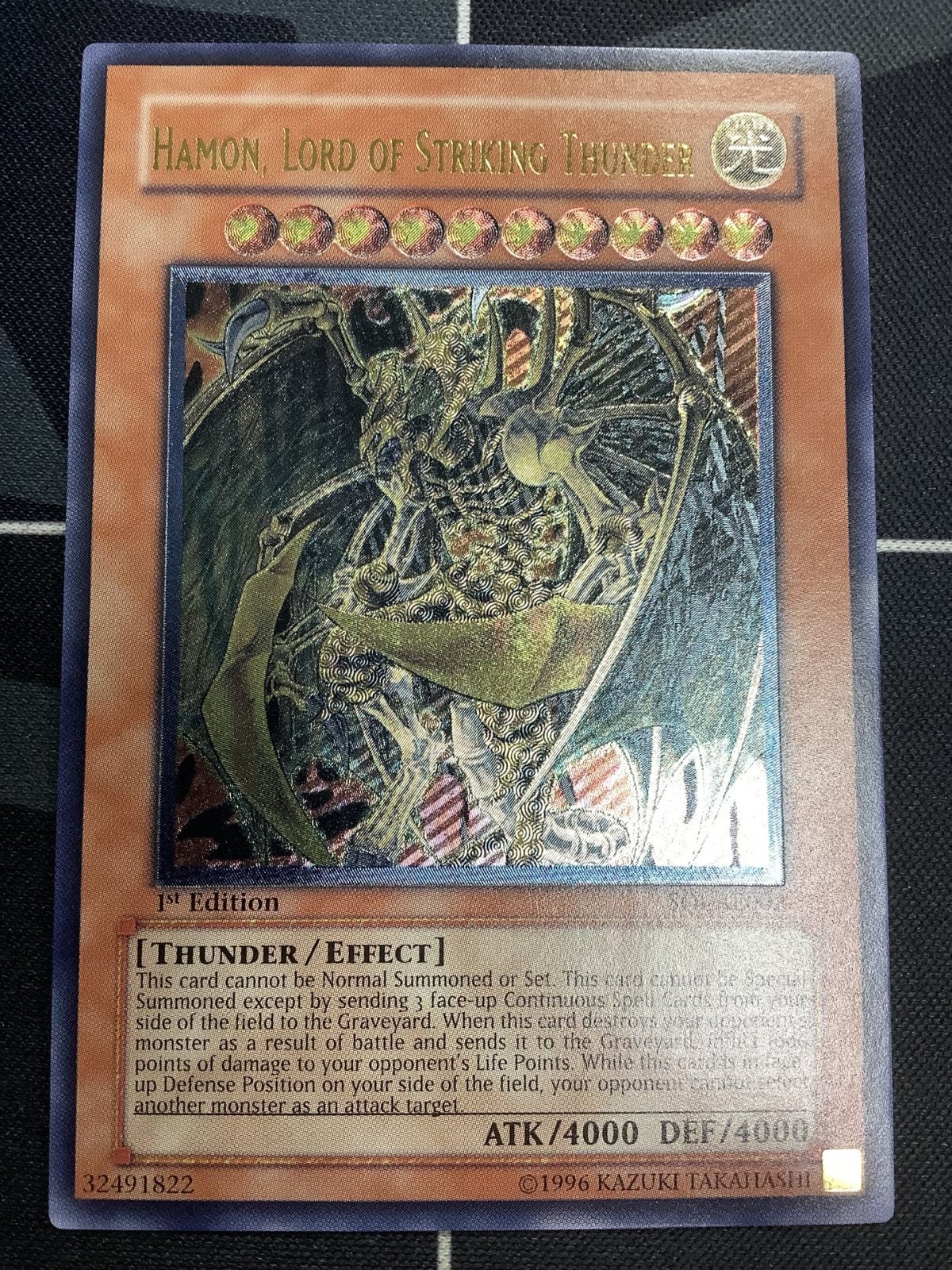 旧アジア レリーフ 遊戯王 降雷皇ハモン Hamon　PSA10 英語 1st 遊戯王 降雷皇ハモン Hamon, Lord of Striking Thunder アジア