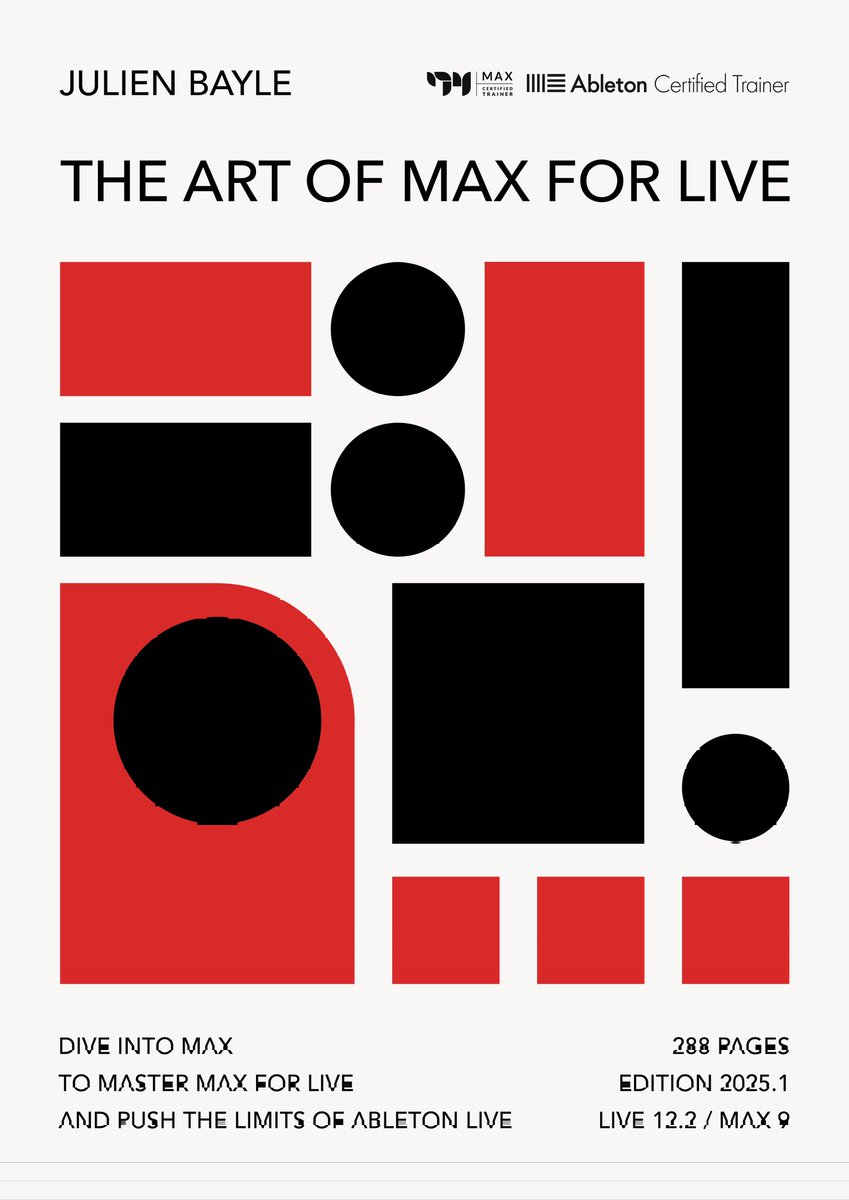 julienbayle's tweet image. Certified by @Ableton and @cycling74 as a certified trainer. I wrote The Art of Max for Live as the deep guide to dive into Max, craft instruments, FX & interfaces, master LOM & JS, and transform Live into a living sound laboratory. #maxforlive
leanpub.com/max-for-live-en
@leanpub