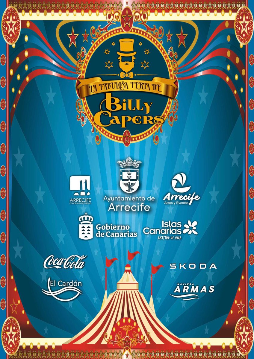 🤡 ¡La programación de la fabulosa feria de Billy Capers ya ha salido del horno! 🔥🍿

📅 Del 5 al 7 de septiembre
📍 Charco de San Ginés (Ginory) – Arrecife

👨‍👩‍👧‍👦 Ven con tu familia, con amigos… o deja que tu niño interior te lleve de la mano. 💫