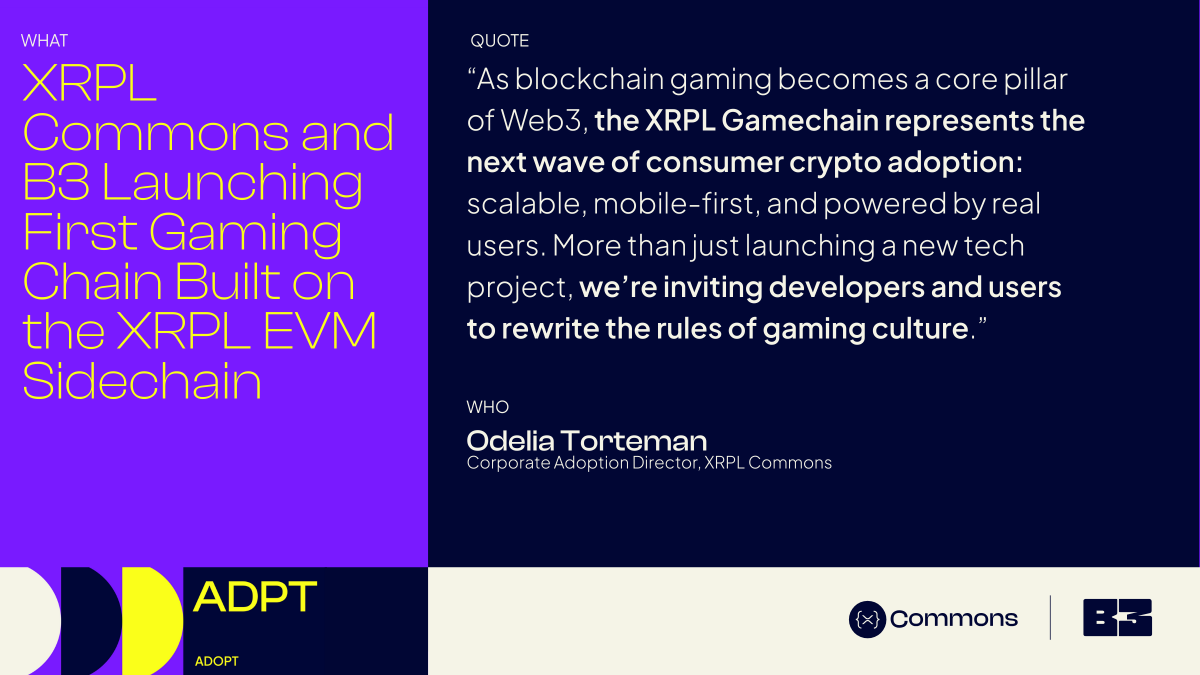 xrpl_commons's tweet image. 🚀 XRPL Commons and B3 Launch the First Gamechain Built on the XRPL EVM Sidechain!
NEW YORK – September 2, 2025 – B3, the consumer AppChain network, together with XRPL Commons, today announced the XRPL Gamechain, the first dedicated gaming ecosystem built on the XRPL EVM…