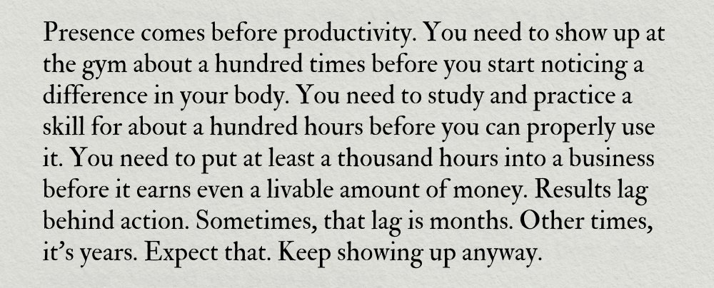 Presence precedes productivity