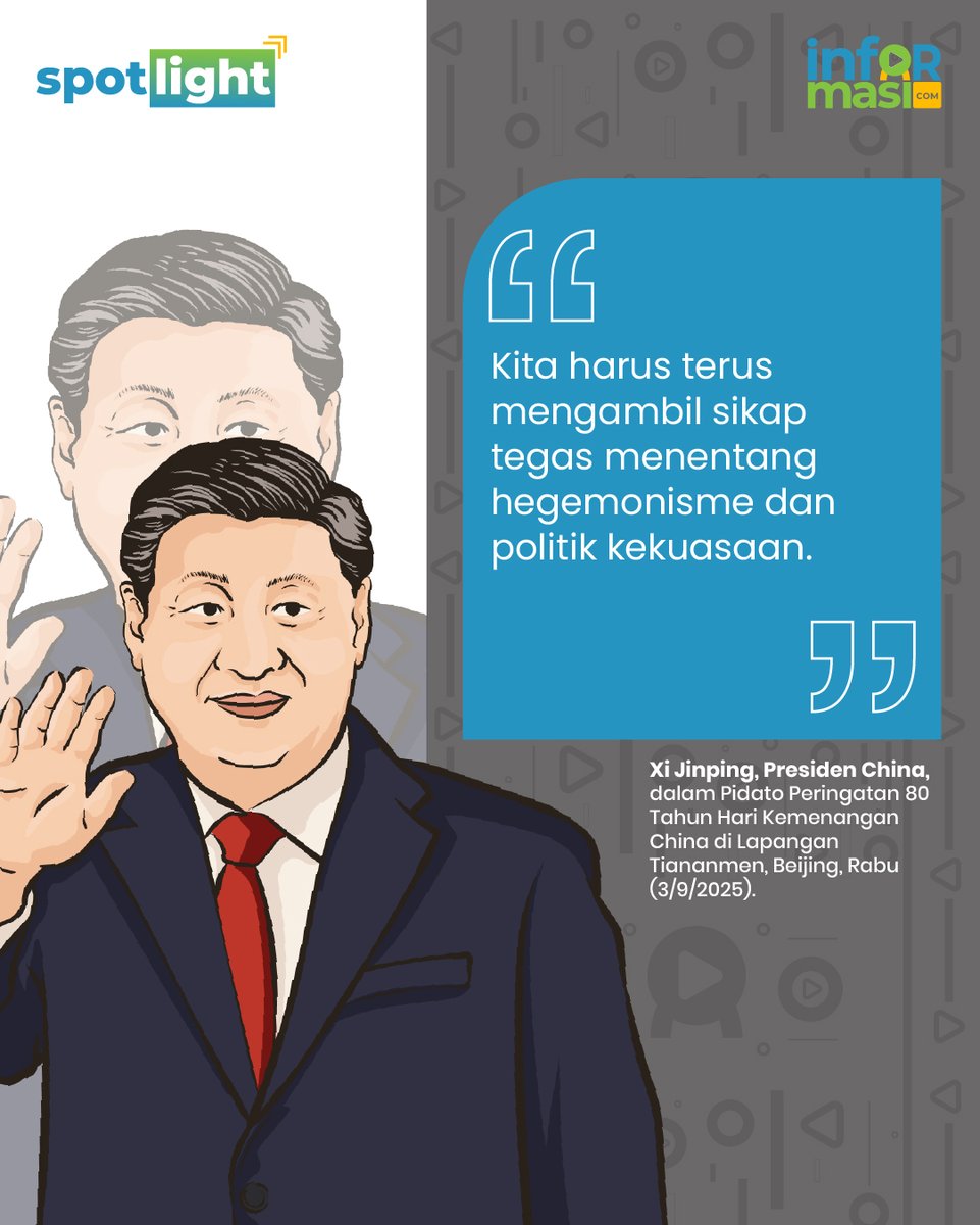 INFORMASI.COM, Jakarta -  Parade militer raksasa digelar di Beijing pada Rabu (3/9/2025) untuk memperingati 80 tahun berakhirnya Perang Dunia II dan penyerahan resmi Jepang.