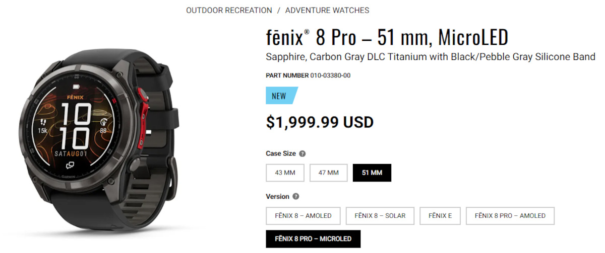 microledinfo's tweet image. Garmin officially launched its Fenix 8 MicroLED smartwatch, that utilizes a microLED display. This is the world's first commercial microLED wearable device!
microled-info.com/garmin-announc…
The Fenix 8 MicroLED costs $1,999 - or $700 more than the Fenix 8 Pro AMOLED watch.
#microLED