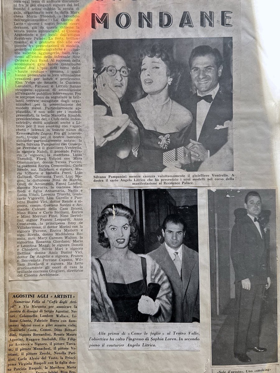 Roma 1954: Cronache Mondane con la Sartoria Litrico