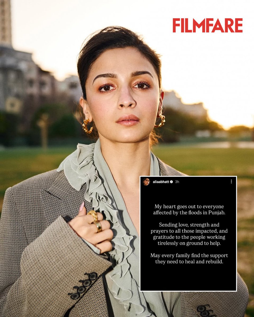 #Punjab is reeling under devastating floods, and several celebrities have come forward to extend help. Recently, #AliaBhatt took to Instagram to pen a note for the people of the state.

The actress wrote, "My heart goes out to everyone affected by the floods in Punjab. Sending
