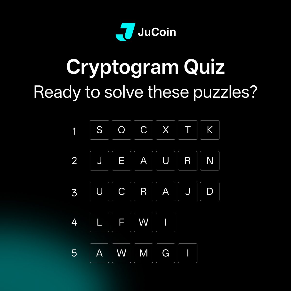 Crypto detectives, assemble! 🕵️‍♂️🔍

Solve this cryptogram and you could be one of five winners to get 10 USDT each.

How to play?
1️⃣ Reply with your answer + tag 3 friends
2️⃣ RT &amp; Like this post

⏰ Ends: Sept 5. Good luck, and happy hunting!👇