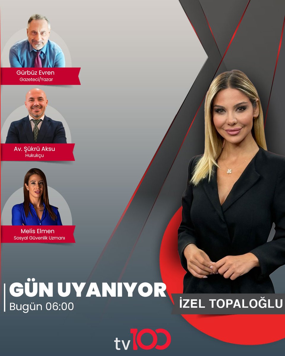 TV100 (@tv100) on Twitter photo İzel Topaloğlu ile #GünUyanıyor bugün 06:00'da tv100'de!
<a href="/IzelTopalo35873/">İzel Topaloglu</a> <a href="/Gurbuz_Evren/">Gürbüz Evren</a> <a href="/AvSukruAksu/">Arb.Avukat Şükrü Aksu</a> <a href="/MelisE2635/">Melis Elmen / Sosyal Güvenlik Uzmanı</a> İzel Topaloğlu ile #GünUyanıyor bugün 06:00'da tv100'de!
<a href="/IzelTopalo35873/">İzel Topaloglu</a> <a href="/Gurbuz_Evren/">Gürbüz Evren</a> <a href="/AvSukruAksu/">Arb.Avukat Şükrü Aksu</a> <a href="/MelisE2635/">Melis Elmen / Sosyal Güvenlik Uzmanı</a>