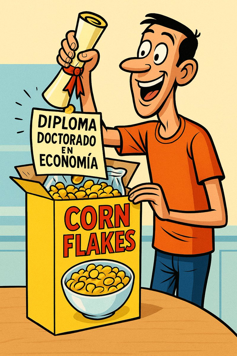 Representación gráfica del "dotor" Argote recibiendo su doctorado en economía.