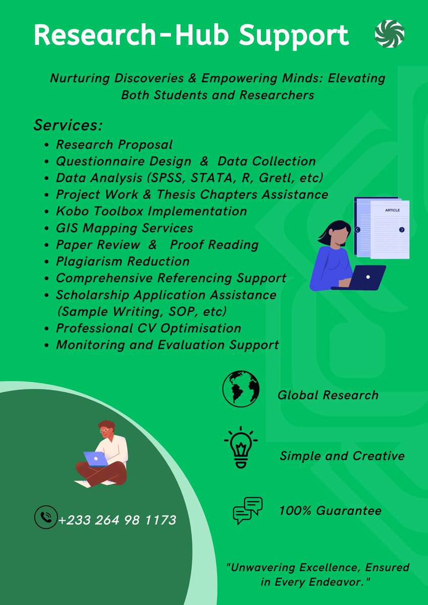 Kwabena_Asah's tweet image. Stuck on your research proposal? Overwhelmed by data analysis? We&apos;ve got your back. Research-Hub offers end-to-end support to nurture your discoveries and empower your mind. Let&apos;s get your project across the finish line together.

#AcademicChatter #ResearchSupport #SPSS_Analysis