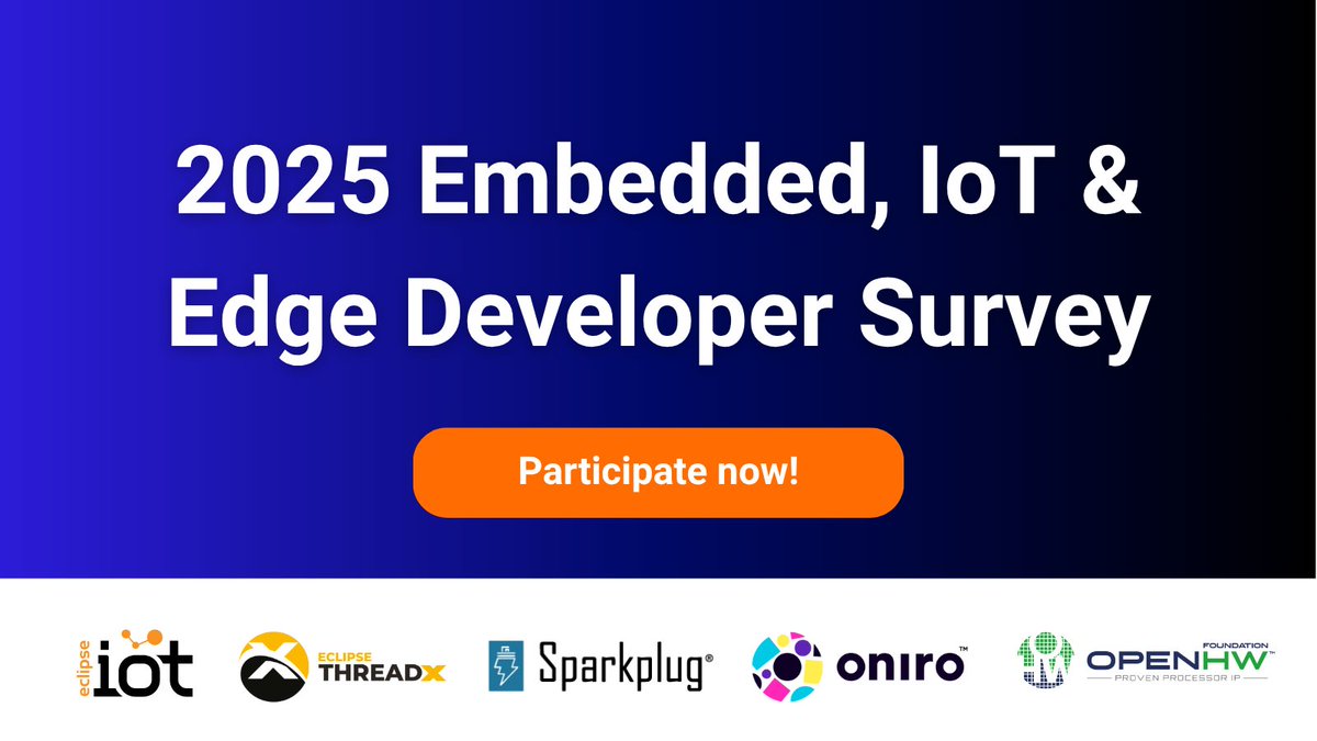 EclipseIoT's tweet image. Help shape the future of IoT and edge computing by sharing your expertise in the 2025 Embedded, IoT &amp;amp; Edge Developer Survey.

Take the survey today 👉hubs.la/Q03GxZ5x0 

#IoT #Embedded #opensource #edge