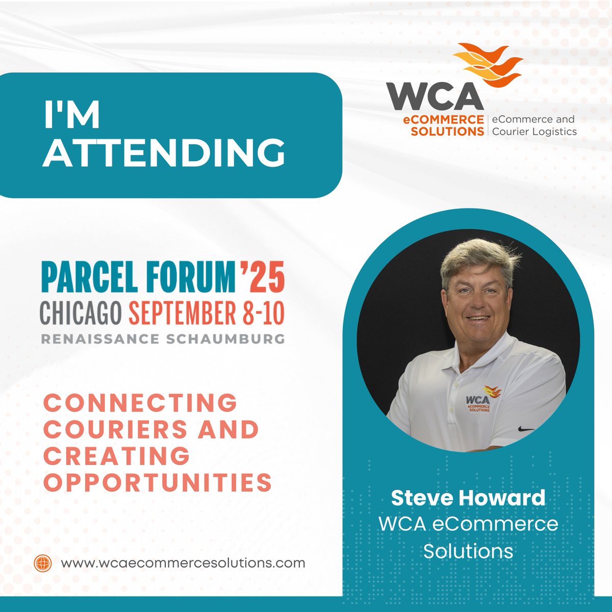 WCAeCommerce's tweet image. 📦 WCA eCommerce Solutions’ Courier Director, Steve Howard, will be at Parcel Forum’25 in Chicago next week!

🤝 Let’s connect and talk global courier solutions.

If you’re attending, don’t miss the chance to connect!: na2.hubs.ly/y0Z7RF0

#WCAeCommerceSolutions