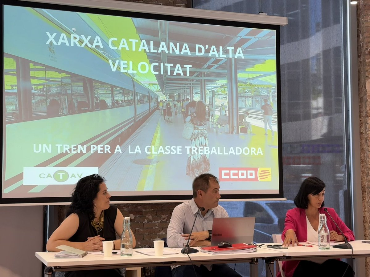 Avui <a href="/ccoocatalunya/">CCOO de Catalunya</a> presentem #CATAV, xarxa de trens d’alta velocitat per a la classe treballadora. 

🚊Sense inversió extra, amb el mateix material i només amb voluntat política, Catalunya podria tenir entre un fins a +378% de places.

Enhorabona per la proposta, <a href="/APuivecino/">Alberto Puivecino</a>!
