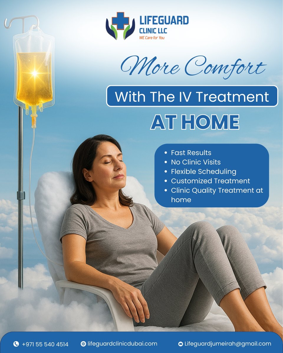 LifeguardClinic's tweet photo. tay comfortable, stay healthy ✨
Get IV Therapy at home in Dubai with Lifeguard Clinic – fast results, no clinic visits, flexible scheduling, and personalized care right where you are.
#IVTherapyDubai #DubaiHealth #HomeHealthcareDubai #DubaiClinic #WellnessDubai #HydrationTherapy https://t.co/lVeq7Kmpts