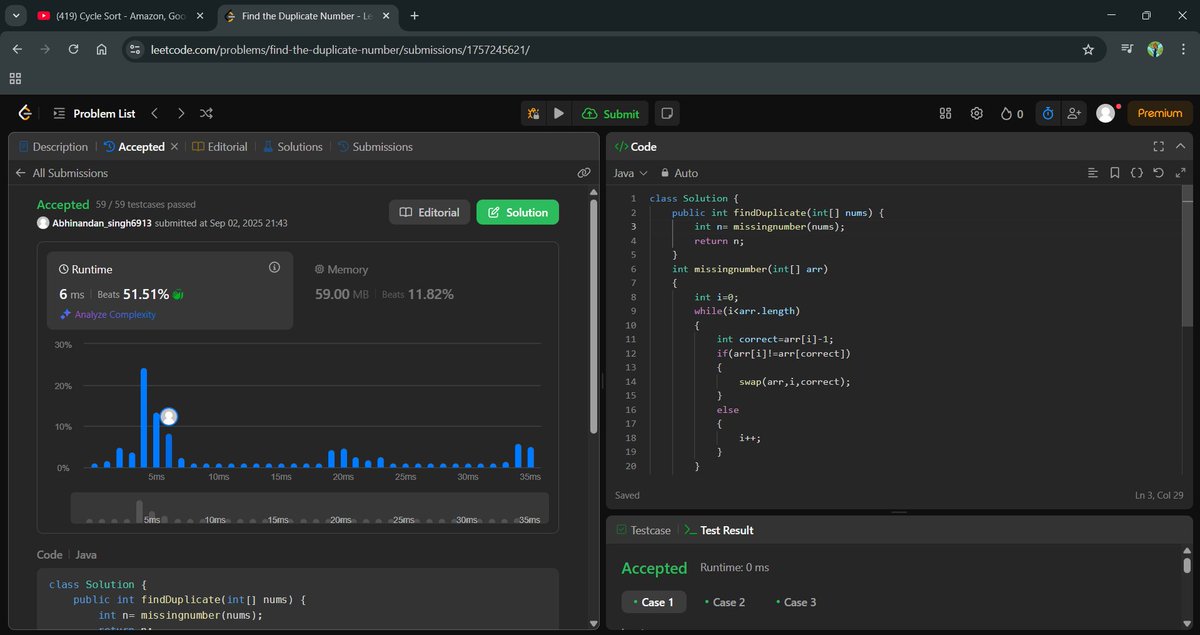 Abhinandan34988's tweet image. “Spotted the duplicate, cleaned the array — HashSet to the rescue. Another LeetCode medium bites the dust. ⚔️💡 #JavaJourney #CodeCraft #LeetCodeGrind”