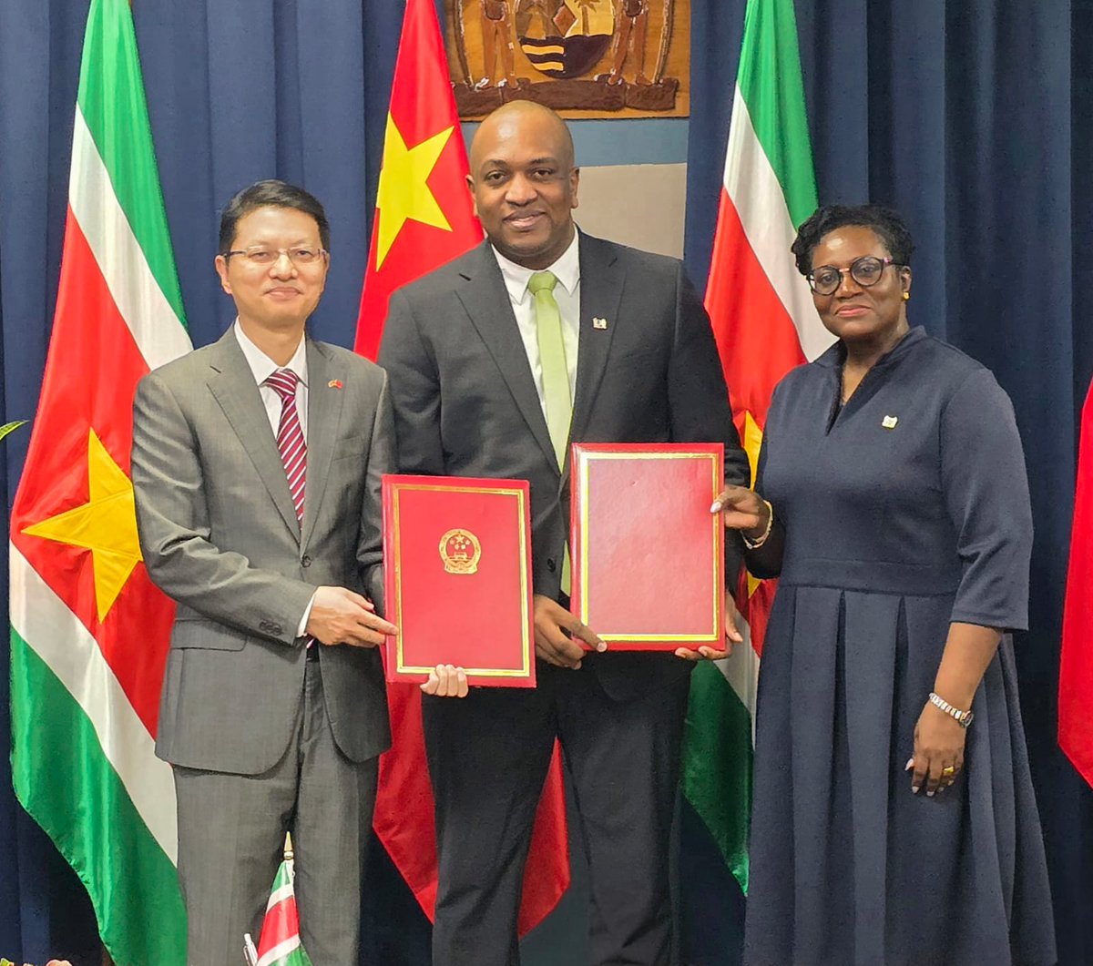 On Tuesday, 2 Sept 2025, Suriname and China signed a Debt Relief Protocol and an Economic &amp; Technical Cooperation Grant—canceling ~USD 15.6M in loans and providing a USD 14M grant for priority projects—deepening our historic friendship and equal partnership.