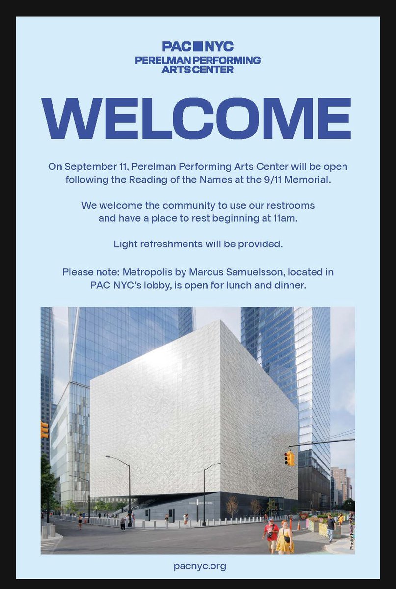 PAC NYC is planning to host an open house to provide places to rest, restrooms, and some light refreshments for the 9/11 community who visit the World Trade Center Campus to commemorate their loved ones.