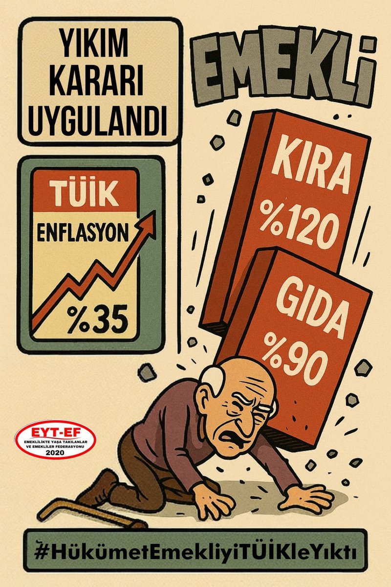 EDiRNE EYT & EF (@edirneytef) on Twitter photo TAG
👇
#HükümetEmekliyiTüikleYıktı
Gerçek #enflasyon u gizleyen #tüik
iktidarın oyuncağı haline geldi.
Ayarlı oranlarla #Emekli nin ekmeği çalınmış, açlığa mahkum edilmiştir!
Bu yıkımın hesabı sandıkta sorulacaktır!
#Hükümet5000KısmiyiYaktı
<a href="/RTErdogan/">Recep Tayyip Erdoğan</a>
<a href="/isikhanvedat/">Prof. Dr. Vedat Işıkhan</a>
<a href="/tuikbilgi/">tuik.gov.tr</a> TAG
👇
#HükümetEmekliyiTüikleYıktı
Gerçek #enflasyon u gizleyen #tüik
iktidarın oyuncağı haline geldi.
Ayarlı oranlarla #Emekli nin ekmeği çalınmış, açlığa mahkum edilmiştir!
Bu yıkımın hesabı sandıkta sorulacaktır!
#Hükümet5000KısmiyiYaktı
<a href="/RTErdogan/">Recep Tayyip Erdoğan</a>
<a href="/isikhanvedat/">Prof. Dr. Vedat Işıkhan</a>
<a href="/tuikbilgi/">tuik.gov.tr</a>
